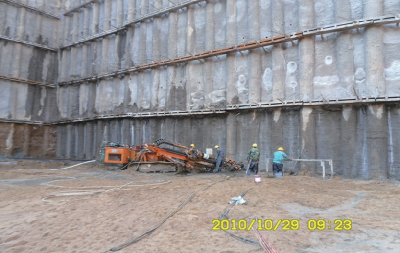 日壇賓館改擴建工程錨桿施工現(xiàn)場(圖1)